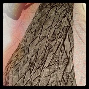 Floor length black and white skirt